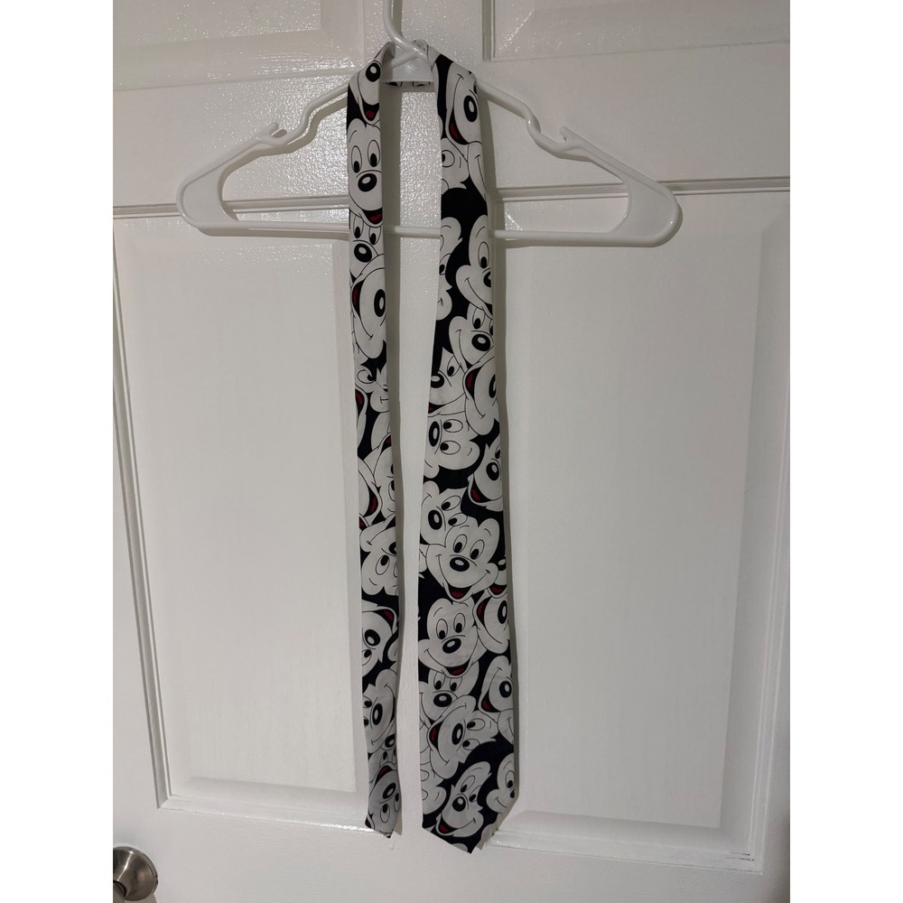 Vintage Mickey Unlimited Disney Mickey Mouse Face Print Necktie Black White Red